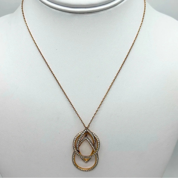 Swarovski Crystal Rose Gold Interlocking Pave Pendant Necklace - Picture 2 of 3